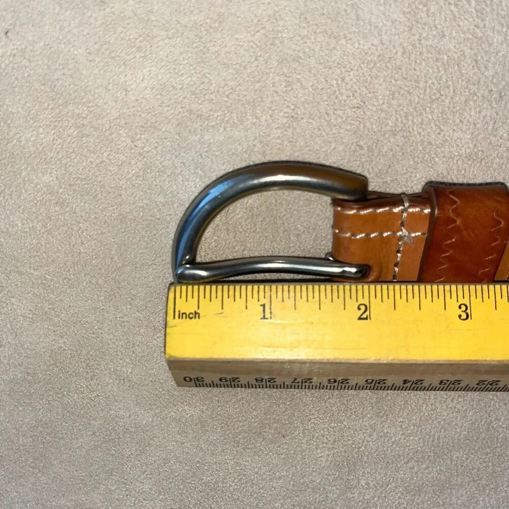 Lauren Ralph Lauren Tooled Brown Leather Belt Flower Pattern Women SZ‎ L 9101304